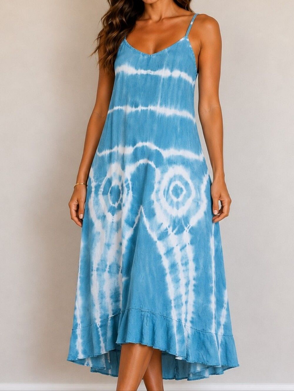 Advance Blue Tie-Dye Spaghetti Strap Sundress Size L/XL
